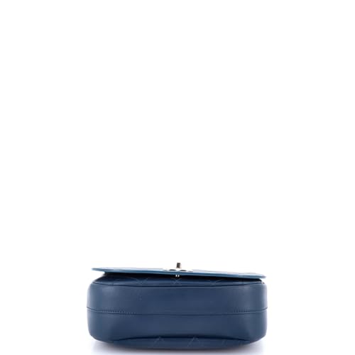 Pre-Loved Ring My Bag Top Handle Bag Stitched Calfskin Medium, Blue4