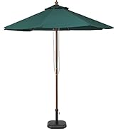 不二貿易 ガーデン パラソル 幅193×奥行193×高さ222㎝ グリーン 日除け 木製 天然木 直径210cm 38696