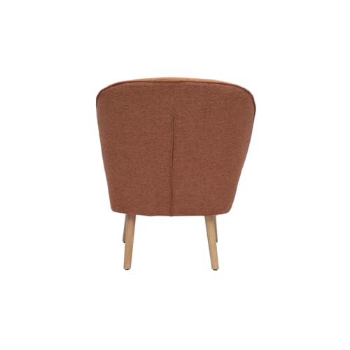 Poltrona Scandinava In Tessuto Effetto Velluto Testurizzato Terra Bruciata E Legno Chiaro Amanita - 3