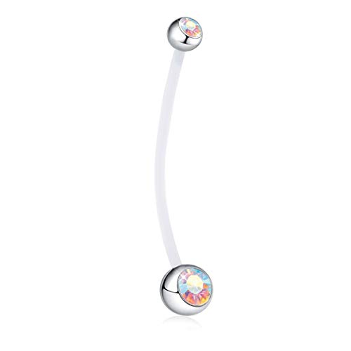Shengerm Rhinestone Belly Button Rings Belly Bars Crystal Body Jewelry Creative Navel Piercing Rings for Pregnant Women