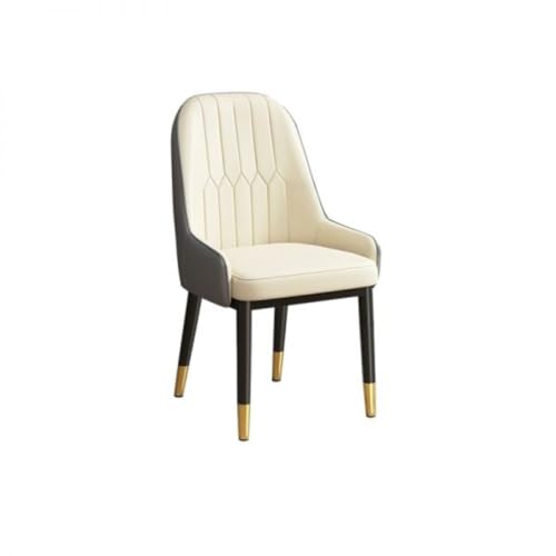 Image of Set of 4 Luxury Dinning Chair with One Piece Strong Metal Frame Accent Chair for Home Office Cafe Restaurant Hotel (4, Dark Grey-Ivory)