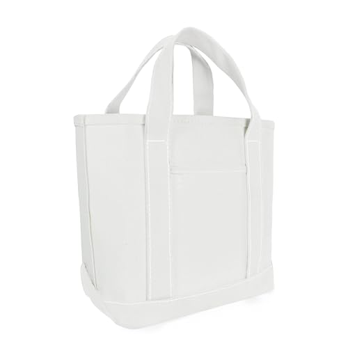 DALIX 14" Mini Small Cotton Canvas Party Favor Wedding Gift Tote Bag in White