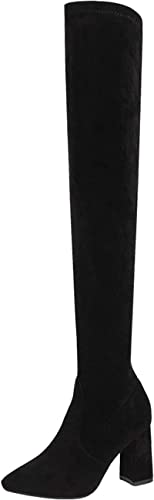 Yiozoi Women's Platform High Heel Over Knee Boots Durable Platform Thigh Boots Girls Lightweight Winter Soft Boots