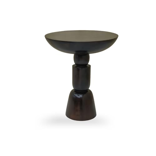 Image of Gharaana Somany Side Table, Dark Walnut Finish, Modern Bedside and Living Room End Table, 38x38x46 cm