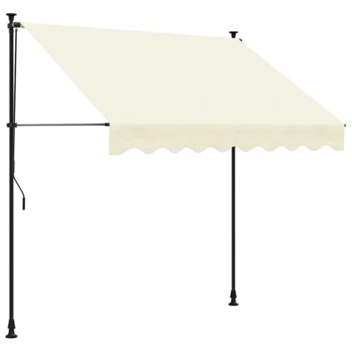 vidaXL Toldo Retráctil, Sombrilla Extensible de Ventana, Protección UV, Parasol para Jardín Patio Balcón, Tela y Acero Crema 250x150 cm