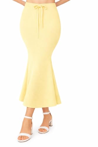Image of Women's Seamless Cotton-Blend Saree Shapewear Petticoat - High-Waist Underskirt (S-XXL) - Fish-Cut, Breathable & Stretchable for Daily, Party