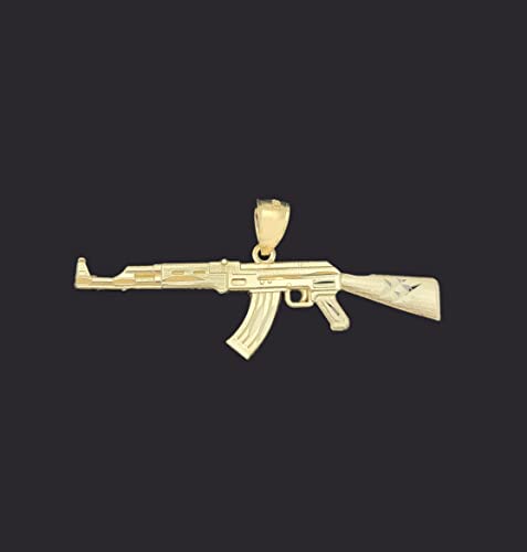 10k Yellow Gold AK 47 Pendant Gold Rifle Necklace Pendant2