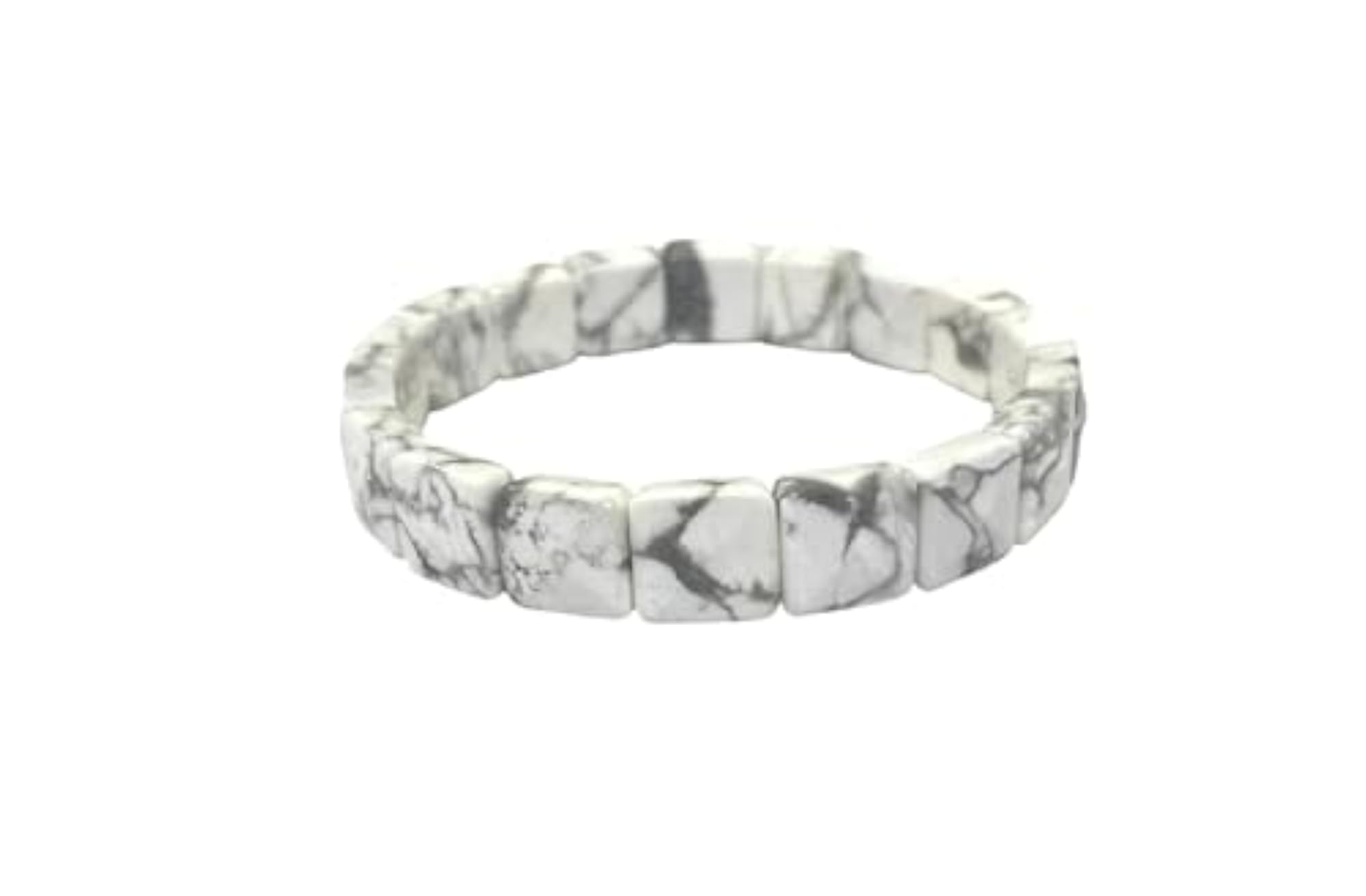 Howlite Pyramid Stone Bracelet, Unisex Stretchable