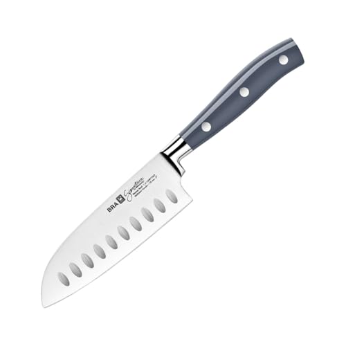 Bra Signature Cuchillo Santoku 130 Mm, Acero Inoxidable Alemán Forjado Con Molibdeno Vanadio, Mango Remachado Abs, Diseño Ergonómico, Hoja 1,6 Mm Espesor