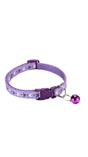 Image of Cat Collars Breakaway with Bell & Love Design,Kitten & Small Dogs Soft Adjustable,Safe,Solid & Protection for Cats & Puppies,Cute Kitty Neckband with Love Design - (Purple)