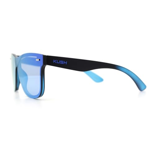 Image of SA106 Kush Premium Mens Shield Horn Rim Mirror Lens Sunglasses