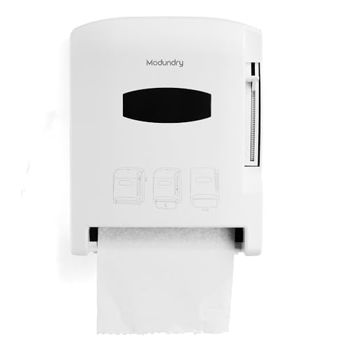 Modundry Dispenser di asciugamani di carta, da parete, distributore di rotoli e carta, dispenser commerciale per cucina, bagno, hotel, ristorante, bianco