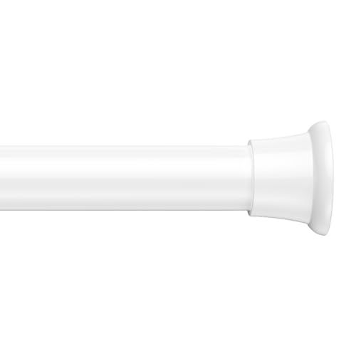 Image of MEXAU 1 Pack White Spring Tension Curtain Rods 16-37 Inch Small Shower Rod | Adjustable Tension Rods No Drilling for Window, Bathroom, Closet, 7 /8 inchSpring Tension Rods,Small Shower Curtain Rod,Iron