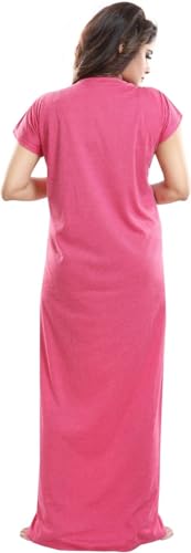 Image of Fabme Women's Polycotton Nursing Nightgown - Concealed Zip, Long, Textured Nighty for Maternity, Feeding
