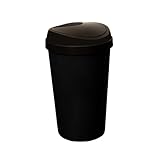 SPECTRAPLAST® 50L Top Touch Kitchen Bin Large Indoor Rubbish Bin with Coloured Lids (Black, Blue, Red, Silver, Green, Yellow) – Hands-Free Waste Disposal for Kitchen, Home, Office & Recycling (BLACK)