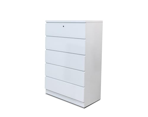 S & S Saldos y Stocks Sinfonier Vitoria 5 Cajones con Bloqueo, Blanco 76x120 cm