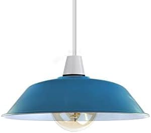 Lampshades for Ceiling Lights - Industrial Metal Light Shade for Pendant Light Fitting, Non Electric 36cm Easy Fit Bulb Guard for Kitchen Bedroom Living Room Lounge Hall (36cm Blue) โ image 1
