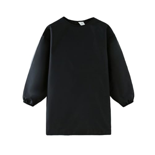 EIHI Delantal de pintura para niños de 125-140CM, delantales ajustables de poliéster impermeable, delantal de manga larga, babero para actividades escolares, pintura, cocina (negro)