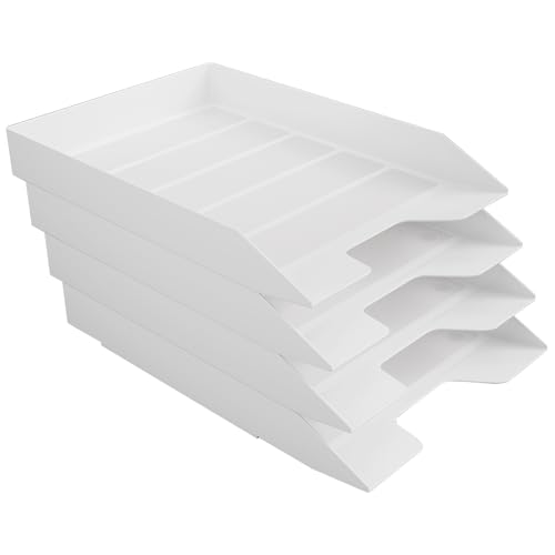Corbeille à courrier empilable A4 plastique blanc pour classer vos documents - 2