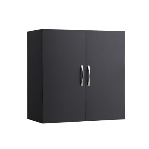 SoBuy Alacenas para Cocina Flotante Gabinete Muebles para Baño y Lavandería Organizador Gabinete de Despensa para Cocina(Negro Sin línea de Cuchillo BZR200-SCH)