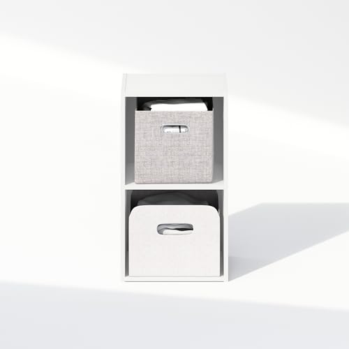 Image of Furinno Reed Closet Organizers and Storage, 2-Tier Closet Organizer, Open Shelf Closet Storage, for Wardrobe, Bedroom, Living Room, White
