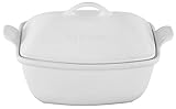 Le Creuset Heritage Stoneware Deep Baker with Lid, 4.5 qt., White