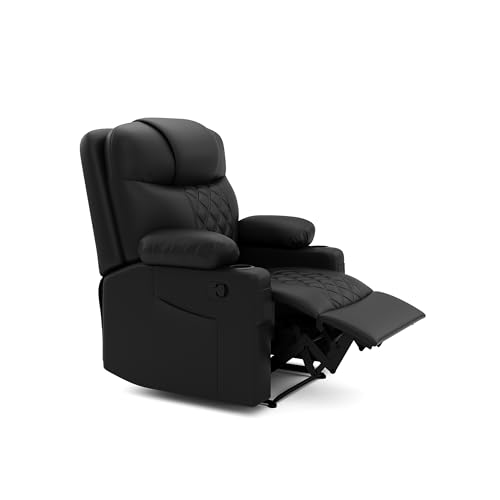 Image of Amazon Brand - Solimo Dreamsit | Single Seater Sofa Recliner | Manual Recliner (Leatherette Black)