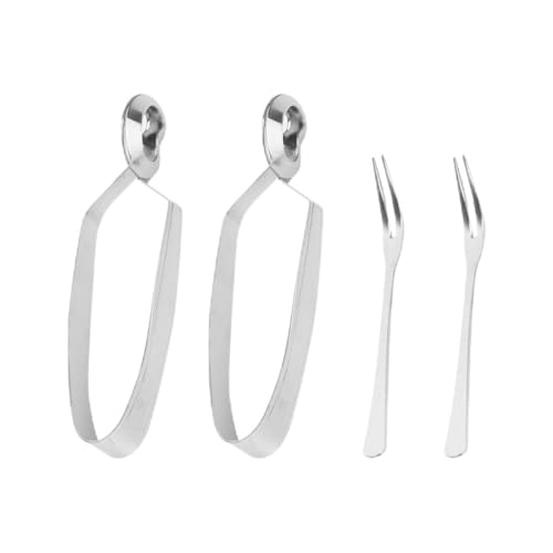 BESTonZON Snail Tongs, 4-Piece Snail Tongs Set, Stainless Steel Snail Tongs, Snail Clip, Snail Fork, Seafood Forks for Snails, Fruit Salad, Tea Bags, Ice Snail Forks, 8W461306G0YZGRB1F9
