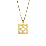 Genérico Collar con colgante cuadrado con símbolo de flor de Barcelona collar de cadenas de color plata y regalo de joyería de moda para mujeres