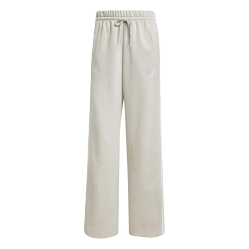 adidas Femme Essentials 3-Stripes Open Hem Fleece Pants, Wonder Alumina/White,