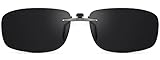 CAXMAN Polarized Clip On Sunglasses for Prescription Glasses Men & Women w/Category 4 Super Dark Lens Compact Fit Non Flip Up 57 * 36mm