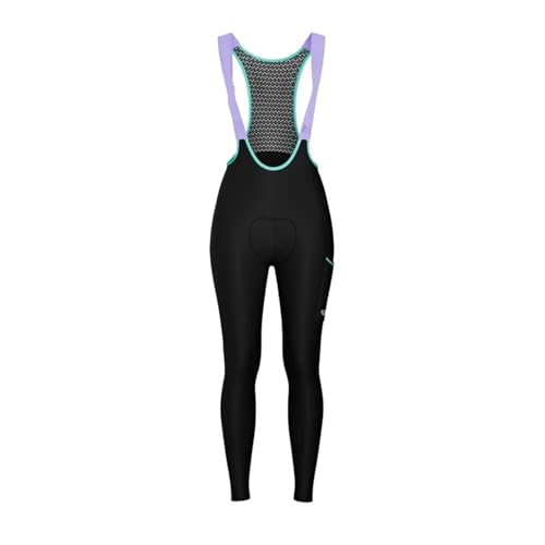 GIYXHU Culotte con Tirantes para Ciclismo Pantalones con Tirantes de Ciclismo Profesionales for Mujer, Ropa Lana a Prueba Viento, Pantalones Acolchados Gel for Bicicleta Carretera, Invierno(L)