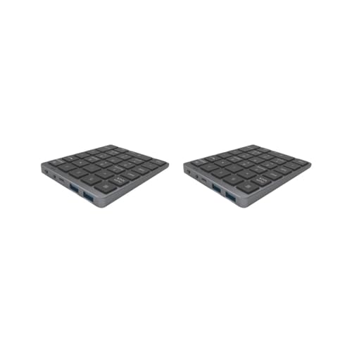 Pavé numérique rechargeable avec hub USB couleur gris pour ordinateur portable x2