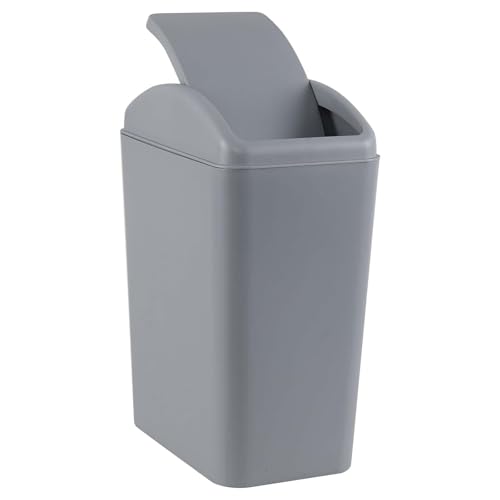 Poubelle de cuisine plastique gris 14 litres avec couvercle oscillant hermétique