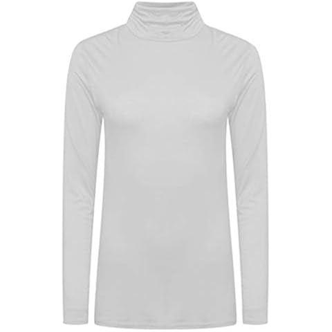66 Fashion District Womens Ladies Long Sleeve Turtle Neck TOP ROLL Neck Polo Neck Plain Jumper Plain Tops Plus Size 8-26 (UK 16/18, White) Cover