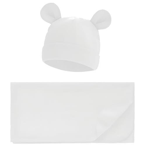 Image of Unisex Baby Swaddle Blanket with Hat Set Newborn Swaddle Receiving Blankets Sleep Sack for 0-3 Months Boys Girls