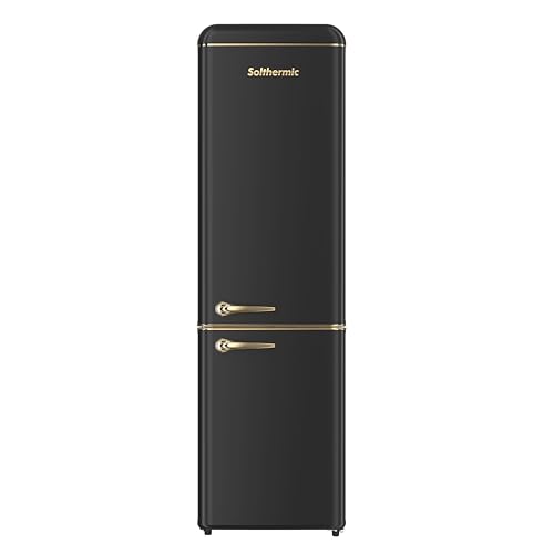 SOLTHERMIC frigorifico combi retro negro rústico y acabados 2 puertas FCR188N 1,88 CM alto x 55 de ancho. De gran capacidad de hasta 270L, silencioso, control de temperatura y bajo consumo