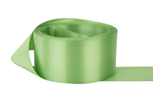 Image of Ribbon Bazaar Double Faced Satin - Premium Gloss Finish - 100% Polyester Ribbon for Gift Wrapping, Crafts, Scrapbooking, Hair Bow, Decorating & More - 1 /4 inch Celery Stalk 50yd Spool