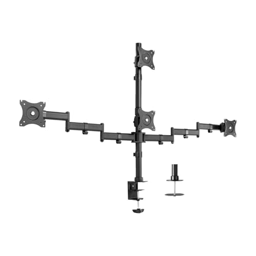 Support de moniteur robuste quadruple ecran 24 pouces FNJTDVWS bras de bureau 3+1 - 2