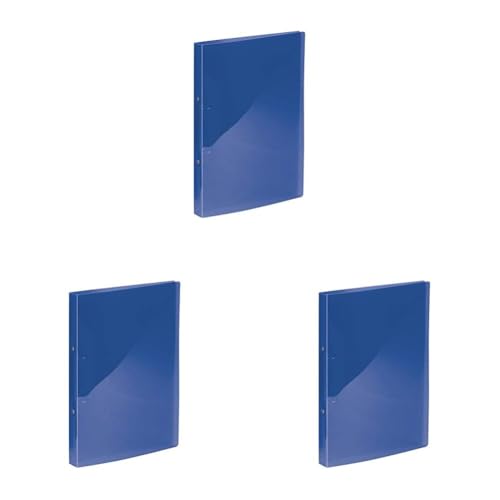 Kangaro Ringbuch, Format A4, 2 Ringe O-Mechanik, Kapazität 25mm, Material PP, Farbe blau transparent (Packung mit 3)