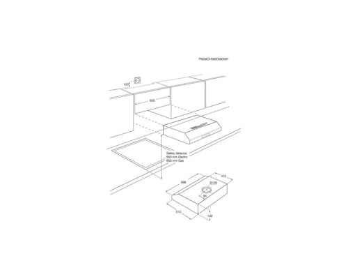 Hotte Electrolux EFU216K avec aspiration de 272 m3/h - 3