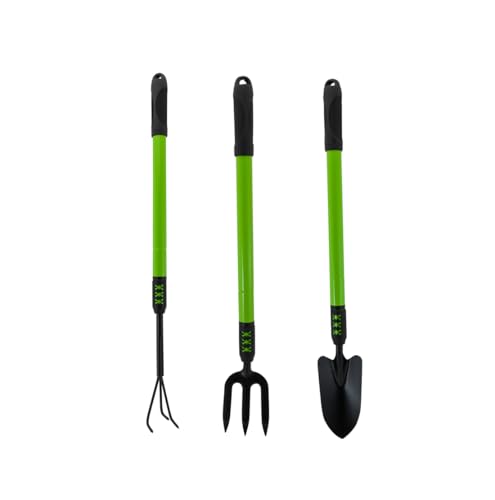 3 Piece Garden Telescopic Hand Trowel, Fork & Cultivator - Gardening Soil Weed Farm Set Handle | Heavy Duty Carbon Steel | Cultivating All Types Of Soil | Weeding, Digging & Planting - 3pc