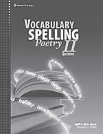 Paperback Vocabulary Spelling Poetry II Quizzes Teacher Quiz Key (Grade 8) Book