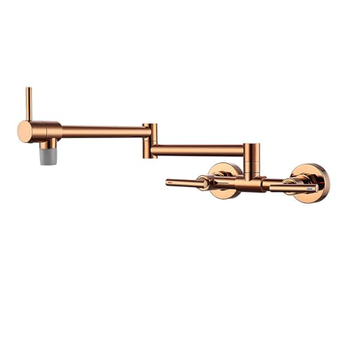 Robinet mural cuisine or rose avec mitigeur bi-commande rabattable