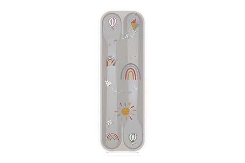 Mepal Baby Feeding Spoon Mio, Long-handled Baby Spoon, Dishwasher Safe & BPA-free, Baby Utensils, Set of 2, Sunshine & Rainbow - Image 2