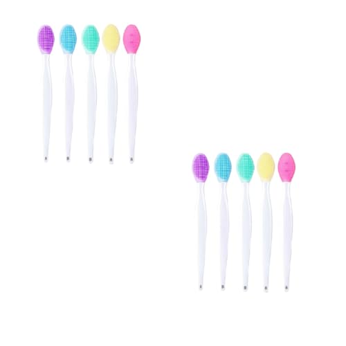 Generic ダブルサイド鼻頭洗浄ブラシ シリコン製毛穴クレンザー 5色混合セット 両面使い分けデザイン やわらか抗菌素材 黒頭除去ケア フェイスマッサージ棒 メイク落とし補助 長柄ブラシ 洗顔神器 化粧水浸透促進 10個入り2パック