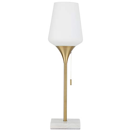 Amazon Brand – Rivet Harper Marble and Brass Uplight Table Lamp, Bulb Included, 25