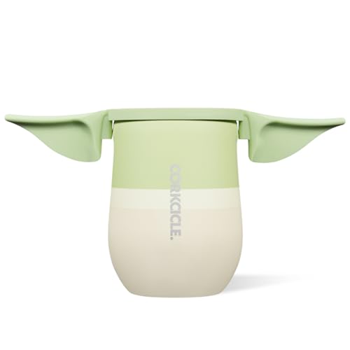 Corkcicle Stemless Insulated Wine Glass Tumbler - Beverages Cold 6 & Hot 3 Hours - Stainless Steel - Easy-Grip - Summer Drinkware Gift - Keeps Drinks Ice - 12 oz - Yoda