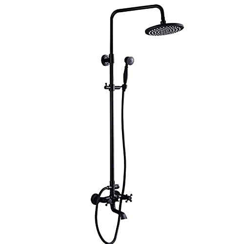 Mitigeur de douche mural anti-calcaire bronze noir avec jet de pluie orientable