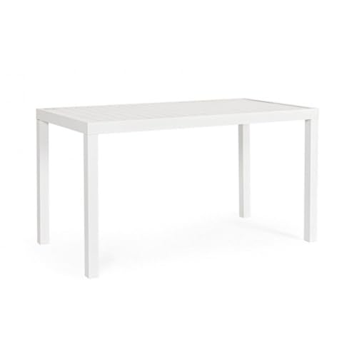 KONTE.DESIGN Mesa fija HILDE estructura aluminio blanca 130x68 cm
